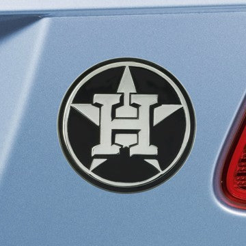 Wholesale-Houston Astros Emblem - Chrome MLB Exterior Auto Accessory - Chrome Emblem - 2" x 3.2" SKU: 26596