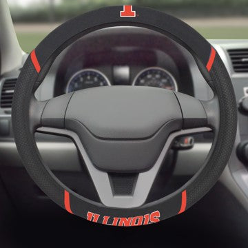 Wholesale-Illinois Steering Wheel Cover University of Illinois Steering Wheel Cover 15"x15" - "I" Logo and Wordmark SKU: 25137