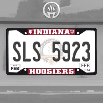 Wholesale-Indiana University License Plate Frame - Black Indiana - NCAA - Black Metal License Plate Frame SKU: 31253