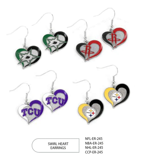 {{ Wholesale }} Indianapolis Colts Swirl Heart Earrings 