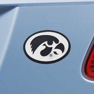 Wholesale-Iowa Emblem - Chrome University of Iowa Chrome Emblem 2.1"x3.2" - "Hawkeye" Logo SKU: 14905