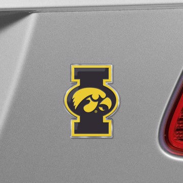 Wholesale-Iowa Embossed Color Emblem 2 University of Iowa Embossed Color Emblem 2 3.25” x 3.25 - "I & Hawkeye" Alternate Logo SKU: 60634