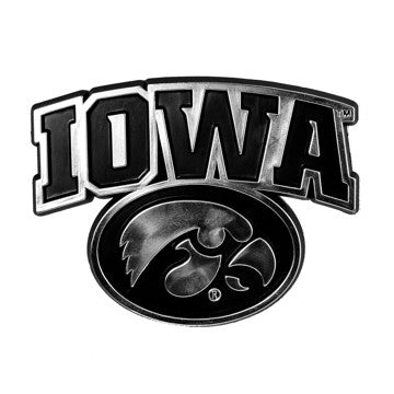 Wholesale-Iowa Molded Chrome Emblem University of Iowa Molded Chrome Emblem 3.25” x 3.25 - "Hawkeye" Logo & "IOWA" Wordmark SKU: 60345
