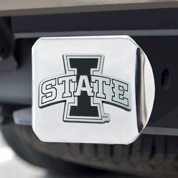 Wholesale-Iowa State Hitch Cover Iowa State University Chrome Emblem on Chrome Hitch Cover 3.4"x4" - "I State" Logo SKU: 25040