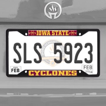 Wholesale-Iowa State University License Plate Frame - Black Iowa State - NCAA - Black Metal License Plate Frame SKU: 31255