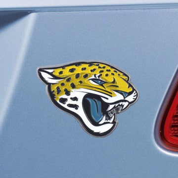 Wholesale-Jacksonville Jaguars Emblem - Chrome NFL Exterior Auto Accessory - Color Emblem - 3.2" x 3" SKU: 22569
