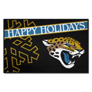 Wholesale-Jacksonville Jaguars Happy Holidays Starter Mat NFL Accent Rug - 19" x 30" SKU: 17637