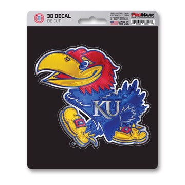 Wholesale-Kansas 3D Decal University of Kansas 3D Decal 5” x 6.25” - "Jayhawk" Logo SKU: 62814