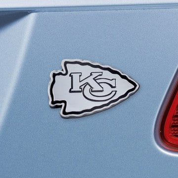 Wholesale-Kansas City Chiefs Emblem - Chrome NFL Exterior Auto Accessory - Chrome Emblem - 2" x 3.2" SKU: 21375