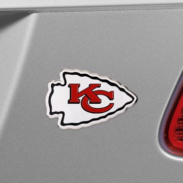 Wholesale-Kansas City Chiefs Embossed Color Emblem NFL Exterior Auto Accessory - Aluminum Color SKU: 60459