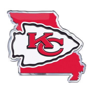 Wholesale-Kansas City Chiefs Embossed State Emblem NFL Exterior Auto Accessory - Aluminum Color SKU: 60900