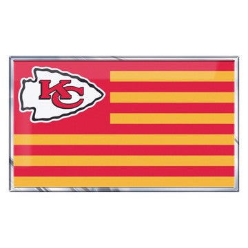 Wholesale-Kansas City Chiefs Embossed State Flag Emblem NFL Exterior Auto Accessory - Aluminum Color SKU: 60916