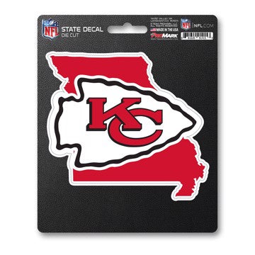 Wholesale-Kansas City Chiefs State Shape Decal NFL 1 piece - 5” x 6.25” (total) SKU: 61314
