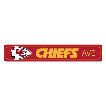 Wholesale-Kansas City Chiefs Team Color Street Sign Décor 4in. X 24in. Lightweight NFL Lightweight Décor - 4" X 24" SKU: 32215