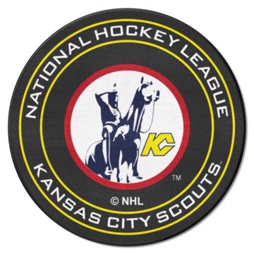 Wholesale-Kansas City Scouts Puck Mat - Retro Collection NHL Accent Rug - Round - 27" diameter SKU: 35505