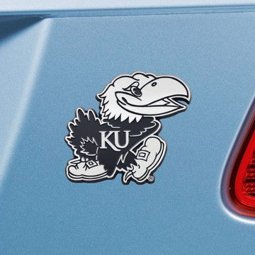 Wholesale-Kansas Emblem - Chrome University of Kansas Chrome Emblem 2.8"x3.2" - "KU Bird" Logo SKU: 14908