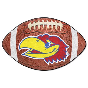 Wholesale-Kansas Jayhawks Football Mat NCAA Accent Rug - Shaped - 20.5" x 32.5" SKU: 36651