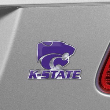 Wholesale-Kansas State Embossed Color Emblem 2 Kansas State University Embossed Color Emblem 2 3.25” x 3.25 - "Wildcat & 'K-STATE'" Logo SKU: 60637