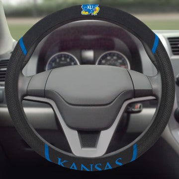 Wholesale-Kansas Steering Wheel Cover University of Kansas Steering Wheel Cover 15"x15" - "KU Bird" Logo & "Kansas" Wordmark SKU: 14906