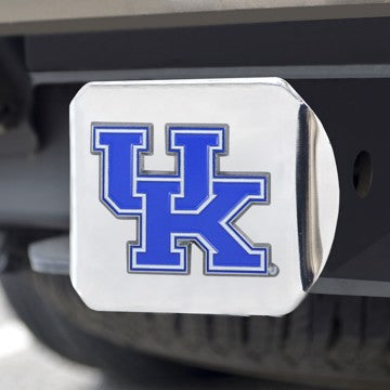 Wholesale-Kentucky Hitch Cover University of Kentucky Color Emblem on Chrome Hitch 3.4"x4" - "UK" Logo SKU: 22691
