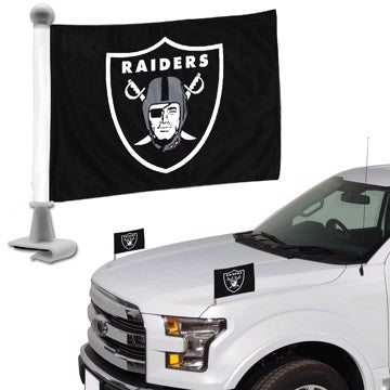 Wholesale-Las Vegas Raiders Ambassador Flags NFL Mini Auto Flags - 2 Piece - 4" x 6" SKU: 61878