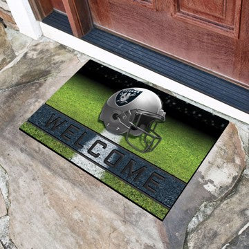 Wholesale-Las Vegas Raiders Crumb Rubber Door Mat NFL Outdoor Door Mat - 18" x 30" SKU: 19955