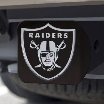 Wholesale-Las Vegas Raiders Hitch Cover NFL Chrome Emblem on Black Hitch - 3.4" x 4" SKU: 21572