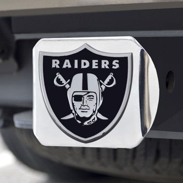 Wholesale-Las Vegas Raiders Hitch Cover NFL Chrome Emblem on Chrome Hitch - 3.4" x 4" SKU: 15599