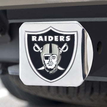 Wholesale-Las Vegas Raiders Hitch Cover NFL Color Emblem on Chrome Hitch - 3.4" x 4" SKU: 22597