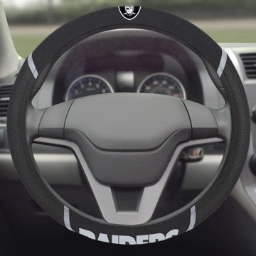 Wholesale-Las Vegas Raiders Steering Wheel Cover NFL Universal Fit - 14.5" to 15.5" SKU: 15034