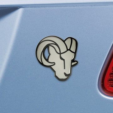 Wholesale-Los Angeles Rams Emblem - Chrome NFL Exterior Auto Accessory - Chrome Emblem - 2" x 3.2" SKU: 21380