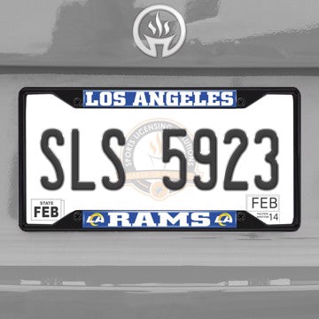 Wholesale-Los Angeles Rams License Plate Frame - Black NFL Exterior Auto Accessory - 6.25" x 12.25" SKU: 31363
