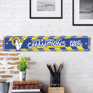 Wholesale-Los Angeles Rams Super Bowl LVI Street Sign NFL Lightweight Décor - 4" X 24" SKU: 33326