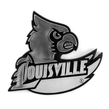Wholesale-Louisville Molded Chrome Emblem University of Louisville Molded Chrome Emblem 3.25” x 3.25 - "Cardinal & 'Louisville'" Alternate Logo SKU: 60353