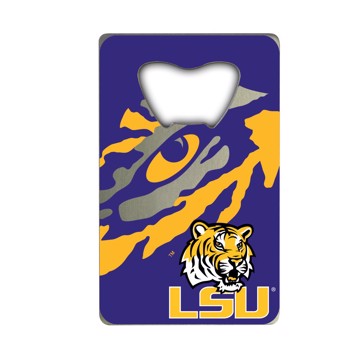 Wholesale-LSU Credit Card Bottle Opener Louisiana State University Credit Card Bottle Opener 2” x 3.25 - "Tiger Eye" and "Tiger/Wordmark" Logo SKU: 62581