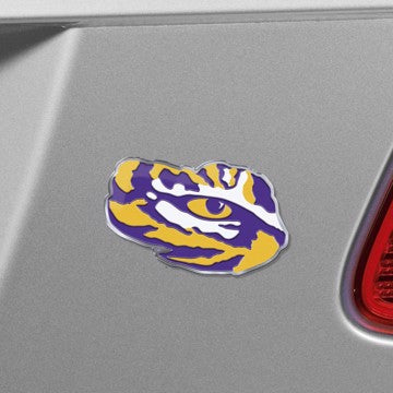 Wholesale-LSU Embossed Color Emblem 2 Louisiana State University Embossed Color Emblem 2 3.25” x 3.25 - "Tiger Eye" Logo SKU: 60639