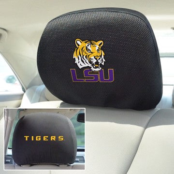 Wholesale-LSU Headrest Cover Set Louisiana State University Headrest Cover Set 10"x13" - "Tiger & LSU Wordmark" Logo & Wordmark SKU: 12576