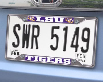 Wholesale-LSU License Plate Frame Louisiana State University License Plate Frame 6.25"x12.25" - "Tiger" Logo & Wordmark SKU: 14799