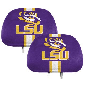 Wholesale-LSU Printed Headrest Cover Louisiana State University Printed Headrest Cover 14” x 10” - "Tiger Eye and Wordmark" Logo SKU: 62052