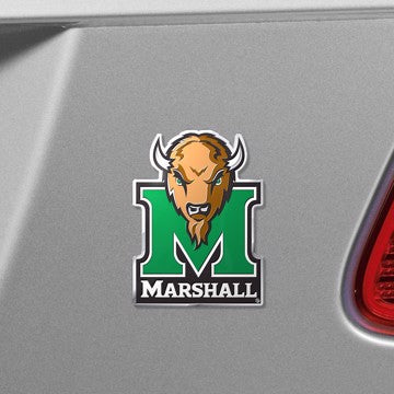 Wholesale-Marshall Embossed Color Emblem Marshall University Embossed Color Emblem 3.25” x 3.25” - "Bison Head & M" Logo SKU: 60578