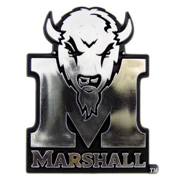 Wholesale-Marshall Molded Chrome Emblem Marshall University Molded Chrome Emblem 3.25” x 3.25 - "Bison Head & M" Logo SKU: 60392