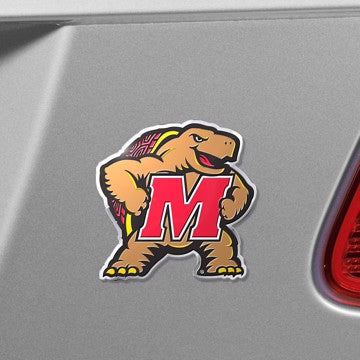 Wholesale-Maryland Embossed Color Emblem University of Maryland Embossed Color Emblem 3.25” x 3.25” - "M & Turtle" Logo SKU: 60535