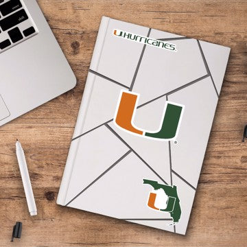 Wholesale-Miami Decal 3-pk University of Miami Decal 3-pk 5” x 6.25” - 3 Various Logos / Wordmark SKU: 61036