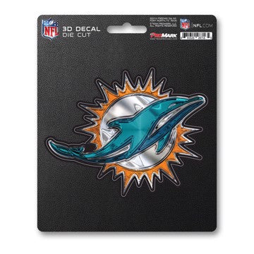 Wholesale-Miami Dolphins 3D Decal NFL 1 piece - 5” x 6.25” (total) SKU: 62779