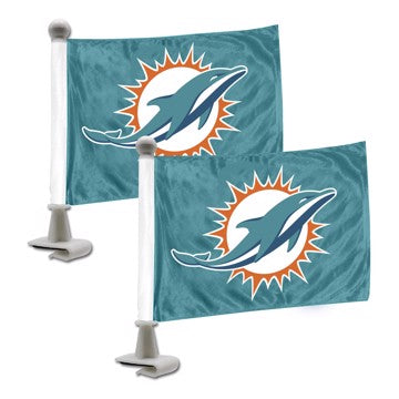 Wholesale-Miami Dolphins Ambassador Flags NFL Mini Auto Flags - 2 Piece - 4" x 6" SKU: 61871