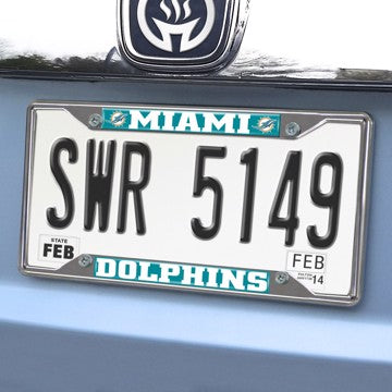 Wholesale-Miami Dolphins License Plate Frame NFL Exterior Auto Accessory - 6.25" x 12.25" SKU: 15039