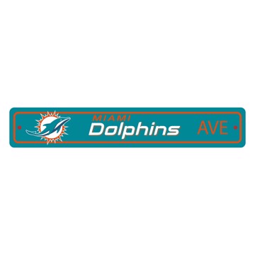 Wholesale-Miami Dolphins Team Color Street Sign Décor 4in. X 24in. Lightweight NFL Lightweight Décor - 4" X 24" SKU: 32219