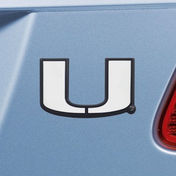 Wholesale-Miami Emblem - Chrome University of Miami Chrome Emblem 1.8"x3.2" - "U" Logo SKU: 14914