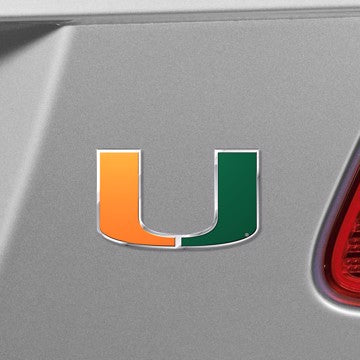Wholesale-Miami Embossed Color Emblem University of Miami Embossed Color Emblem 3.25” x 3.25” - "U" Logo SKU: 60537