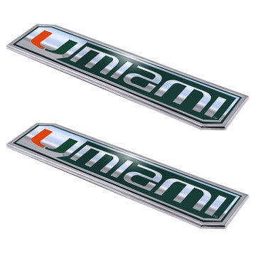 Wholesale-Miami Embossed Truck Emblem 2-pk University of Miami Embossed Truck Emblem 2-pk 1.75” x 8.25” - Primary Logo & Wordmark SKU: 60838